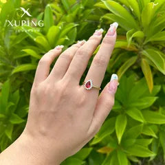 14K Gold Plated Water Drop Ring – Artificial Gemstone Fashion Ring for Women