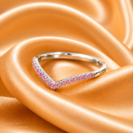 Sterling Silver White Gold Plated V Shape Zircon Ring – Stackable Chevron Promise Ring for Women